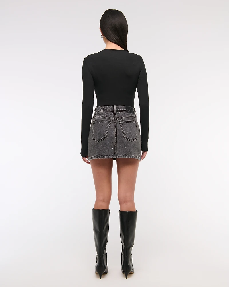 Low Rise Denim Mini Skirt