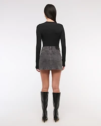 Low Rise Denim Mini Skirt