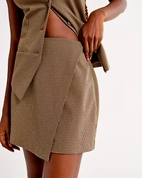 High Rise Tailored Wrap Mini Skort