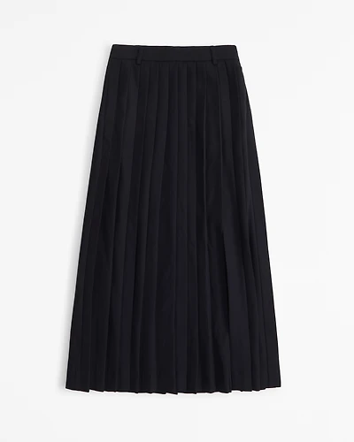 Mid Rise Pleated Maxi Skirt