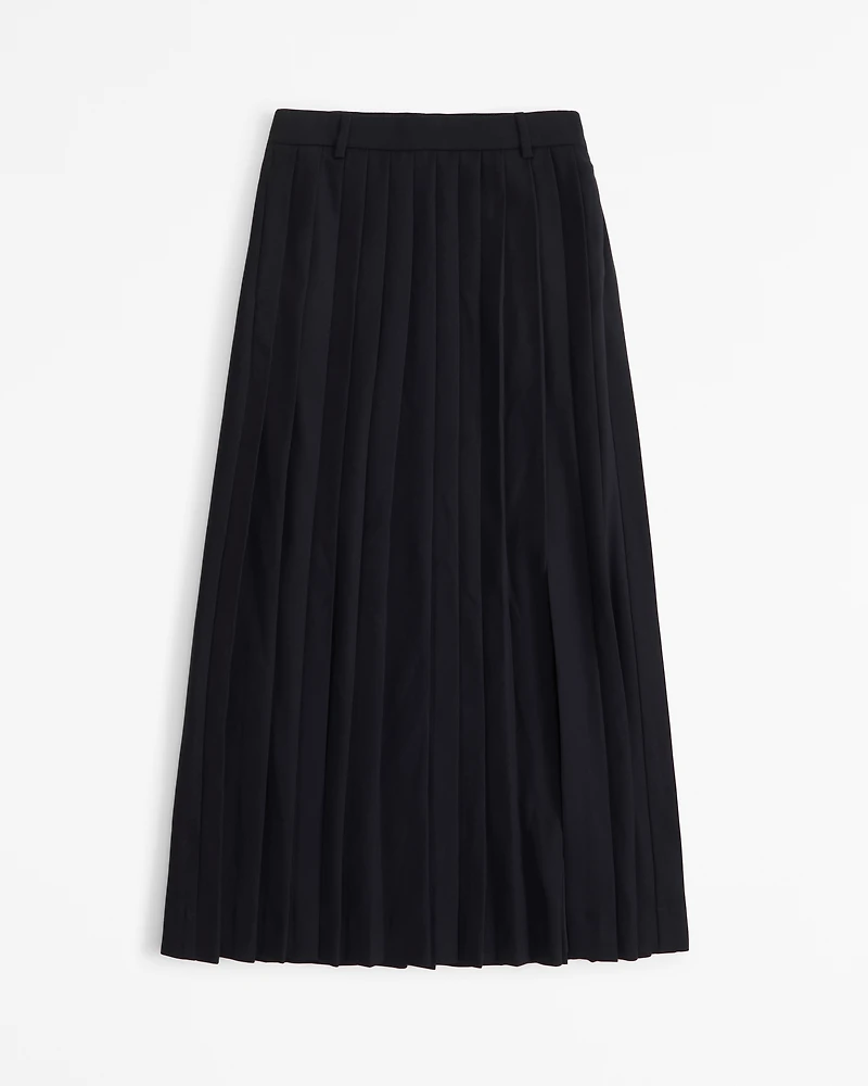 Mid Rise Pleated Maxi Skirt