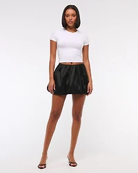 Mid Rise Bubble Hem Mini Skort