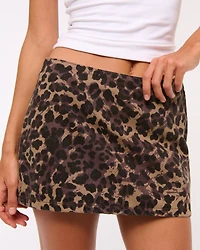 Mid Rise Denim Mini Skort