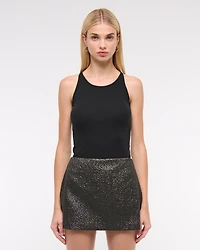 Mid Rise Metallic Mini Skort