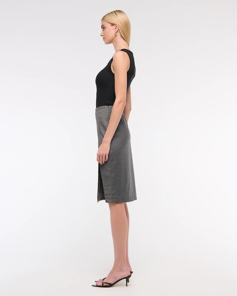 Mid Rise Pencil Midi Skirt