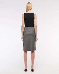 Mid Rise Pencil Midi Skirt