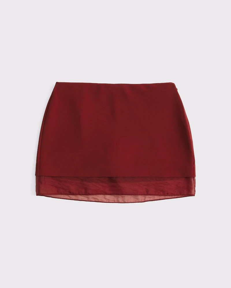 Mid Rise Sheer Hem Mini Skort