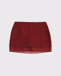 Mid Rise Sheer Hem Mini Skort