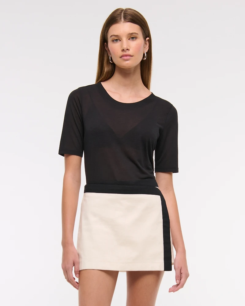 Mid Rise Wrap Mini Skort