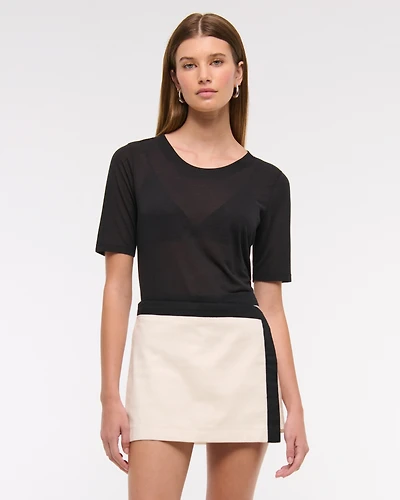 Mid Rise Wrap Mini Skort