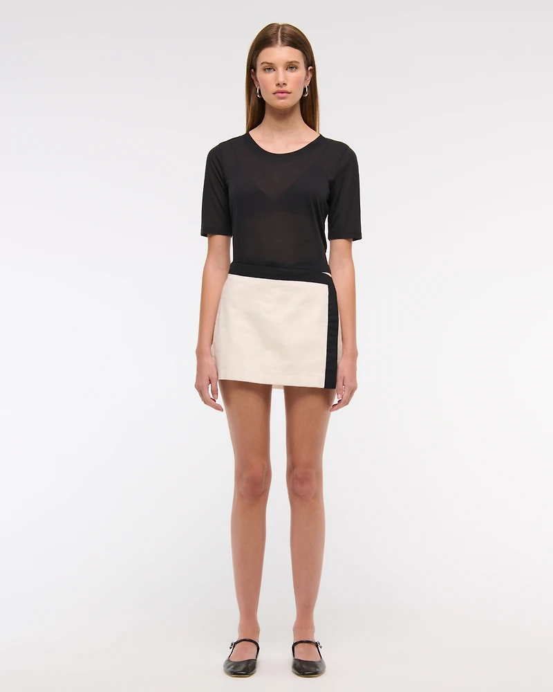 Mid Rise Wrap Mini Skort