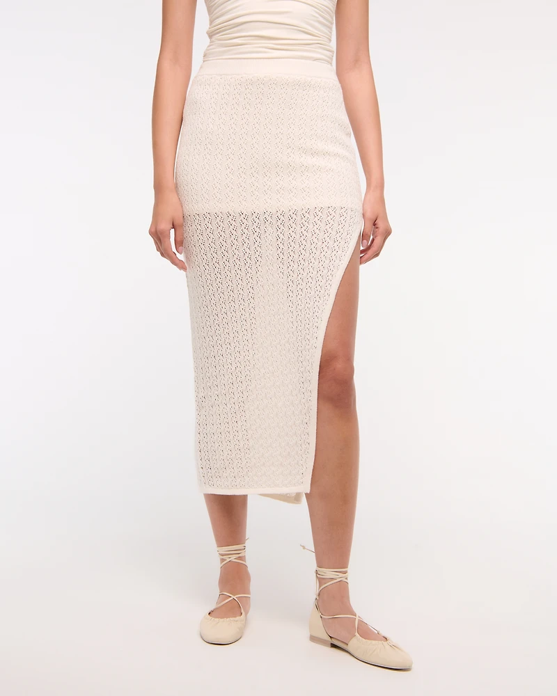 Mid Rise Crochet-Style Maxi Skirt