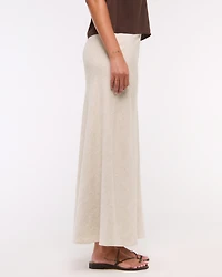 Mid Rise Linen-Blend Maxi Skirt