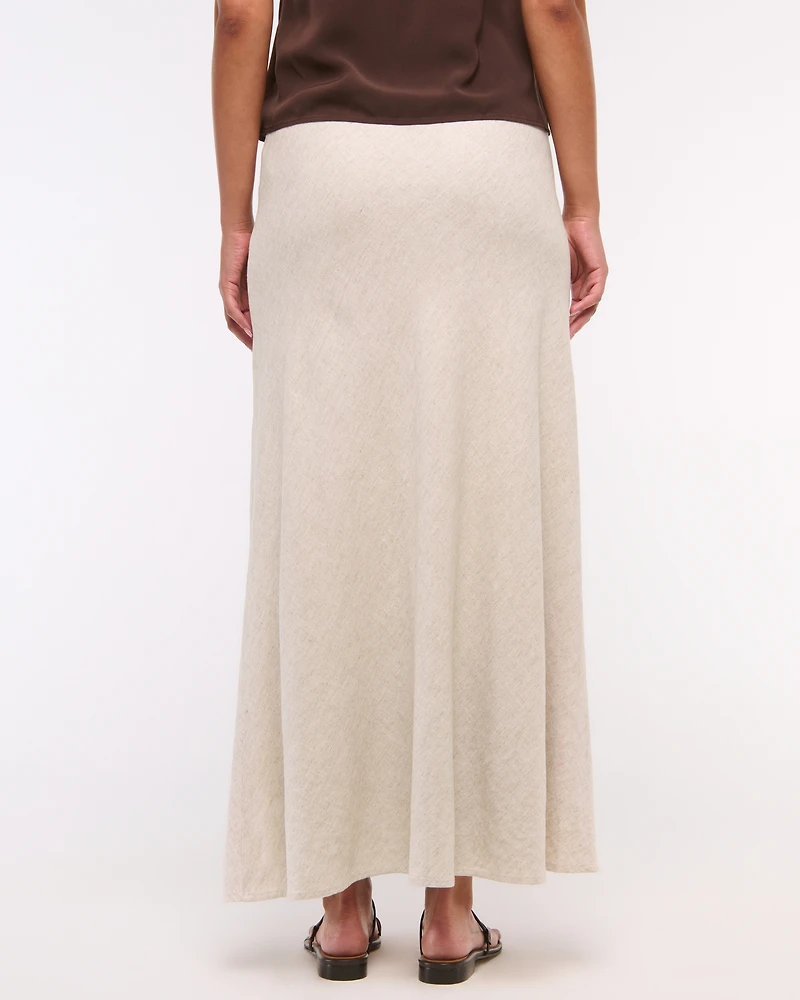 Mid Rise Linen-Blend Maxi Skirt