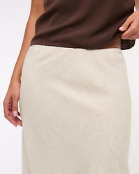 Mid Rise Linen-Blend Maxi Skirt