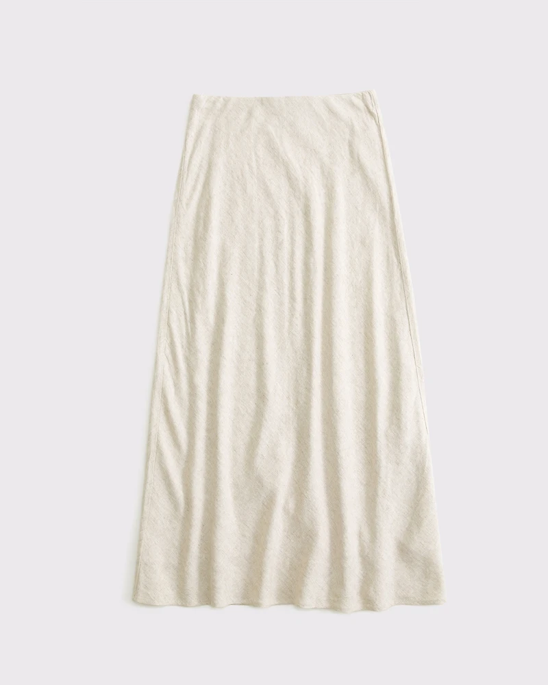 Mid Rise Linen-Blend Maxi Skirt
