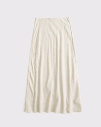 Mid Rise Linen-Blend Maxi Skirt