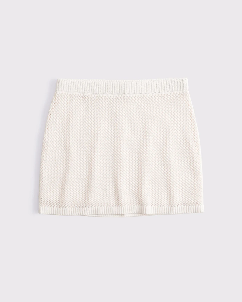 Mid Rise Crochet-Style Mini Skirt
