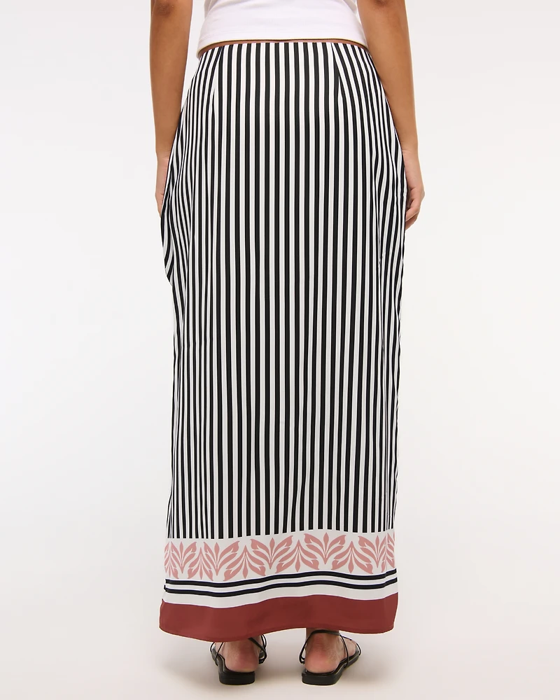 High Rise Scarf Style Wrap Maxi Skirt