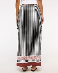 High Rise Scarf Style Wrap Maxi Skirt