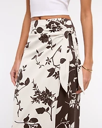 Mid Rise Wrap Maxi Skirt