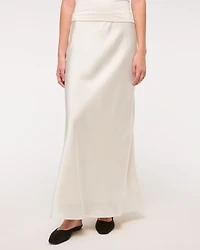 Mid Rise Satin Maxi Skirt