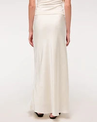 Mid Rise Satin Maxi Skirt