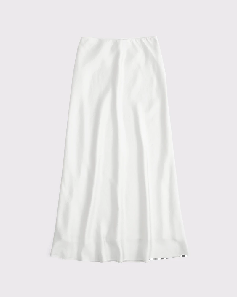 Mid Rise Satin Maxi Skirt