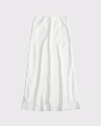 Mid Rise Satin Maxi Skirt