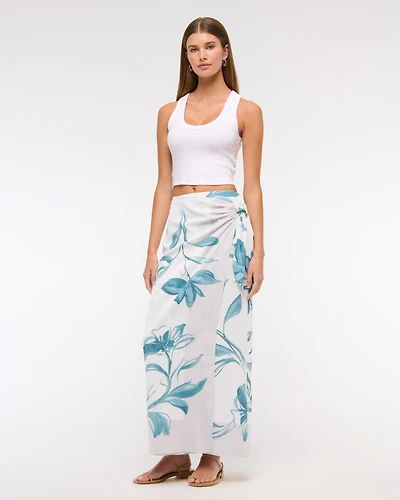 Mid Rise Wrap Maxi Skirt