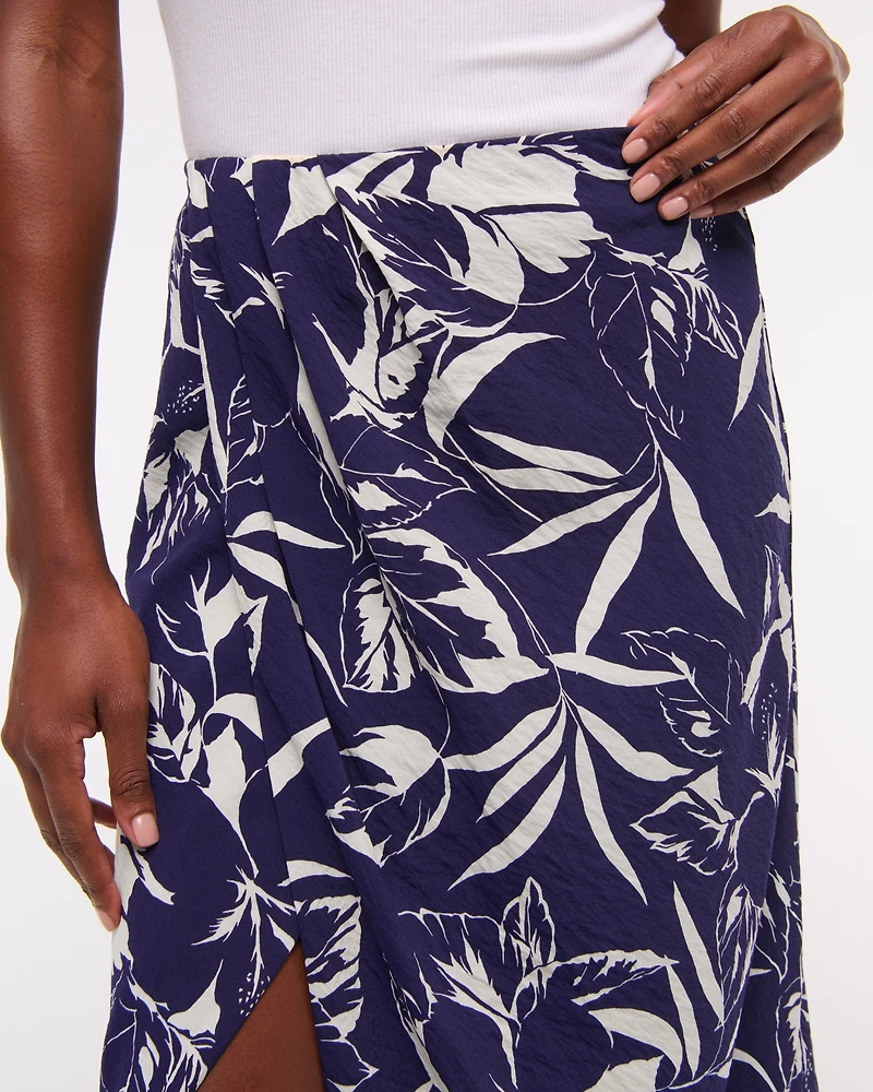 Mid Rise Sarong Maxi Skirt