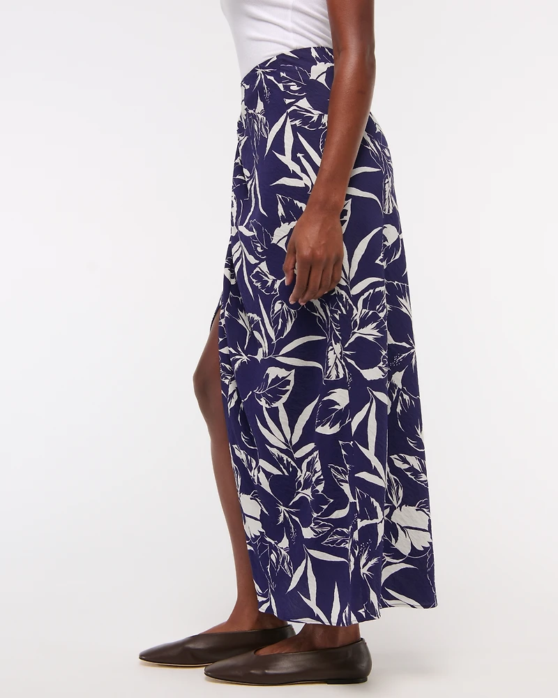 Mid Rise Sarong Maxi Skirt