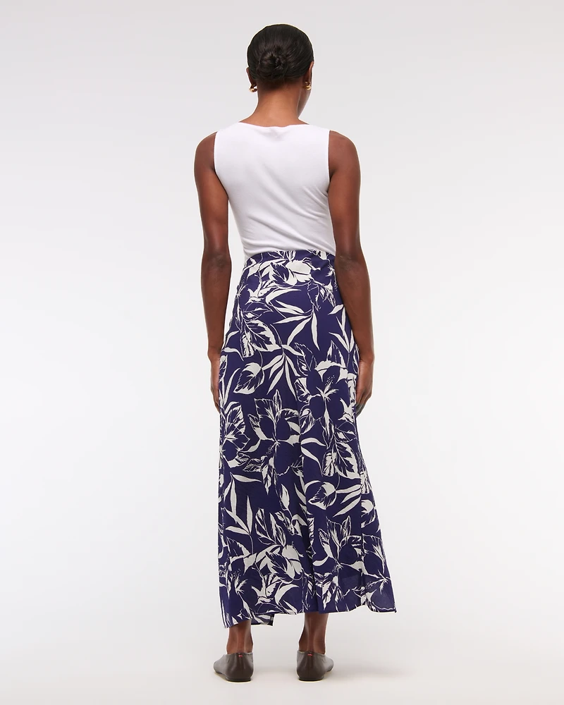 Mid Rise Sarong Maxi Skirt