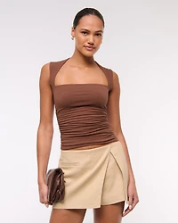 Mid Rise Tailored Micro Wrap Mini Skort