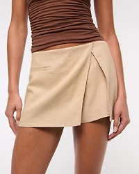 Mid Rise Tailored Micro Wrap Mini Skort