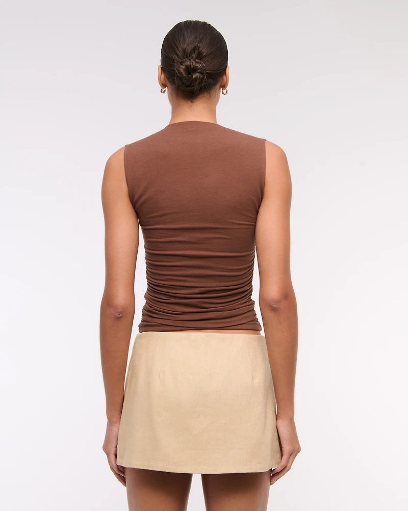 Mid Rise Tailored Micro Wrap Mini Skort