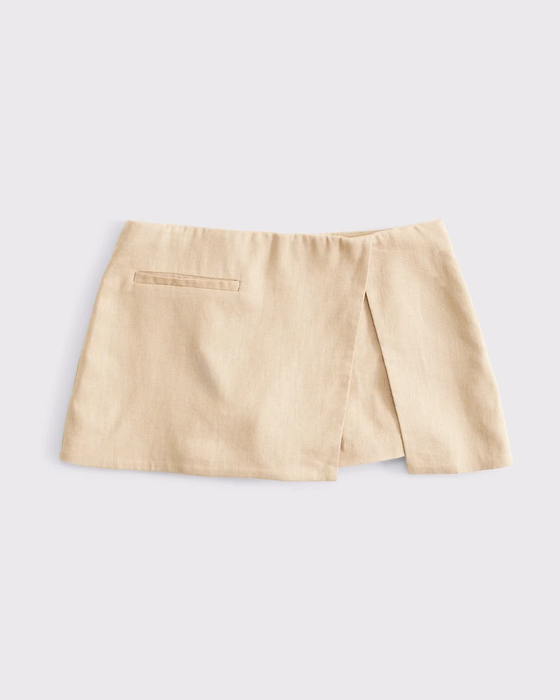 Mid Rise Tailored Micro Wrap Mini Skort
