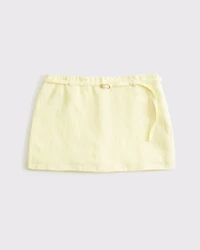 Minifalda pantalón de lino premium tiro medio con cinturón