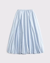 Mid Rise Bubble Hem Maxi Skirt