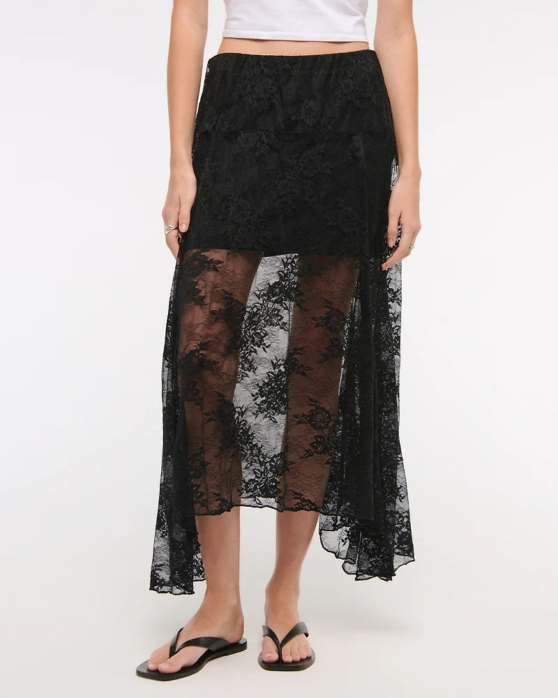 Lace Godet Maxi Skirt