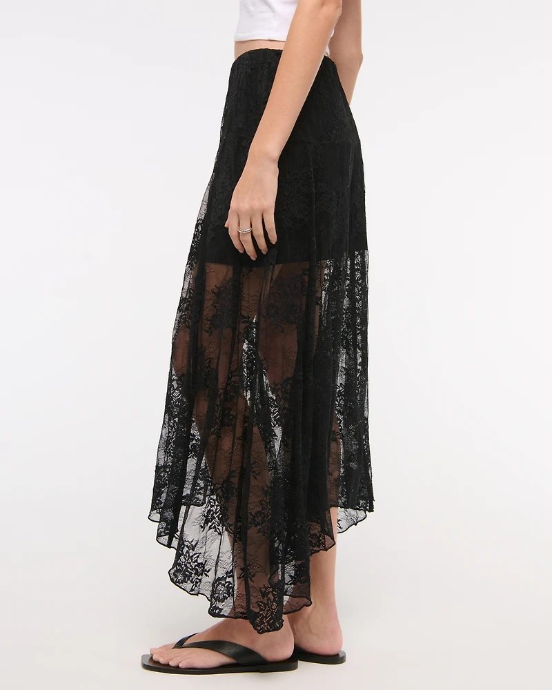 Lace Godet Maxi Skirt