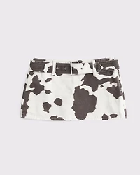 Low Rise Belted Denim Mini Skort