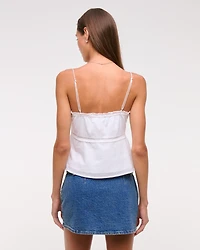 Mid Rise Belted Denim Mini Skort