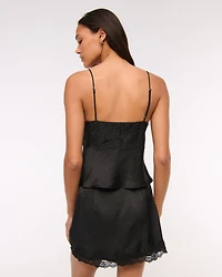 High Rise Lace & Satin Mini Skort