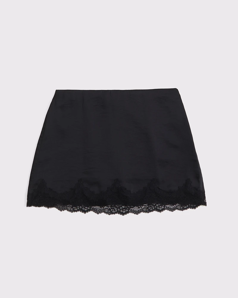 High Rise Lace & Satin Mini Skort