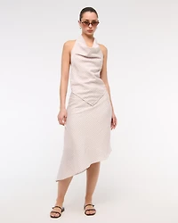 Mid Rise Asymmetrical Hem Midi Skirt