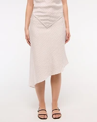 Mid Rise Asymmetrical Hem Midi Skirt