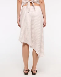 Mid Rise Asymmetrical Hem Midi Skirt