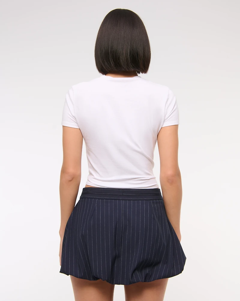 Mid Rise Tailored Bubble Hem Mini Skort