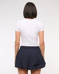 Mid Rise Tailored Bubble Hem Mini Skort